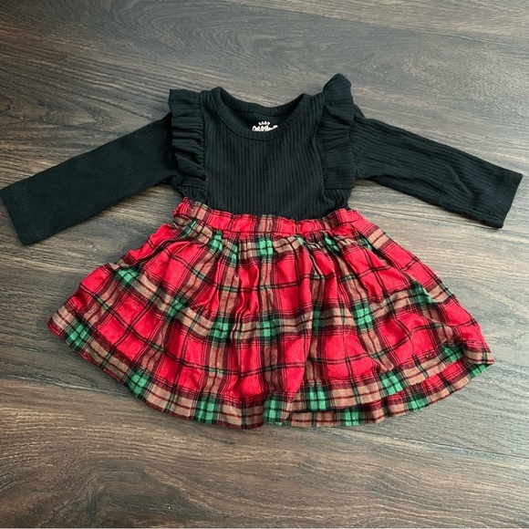 Cat & Jack Christmas Holiday Plaid Dress with Flutter Sleeves 3-6 months - Picture 1 of 4